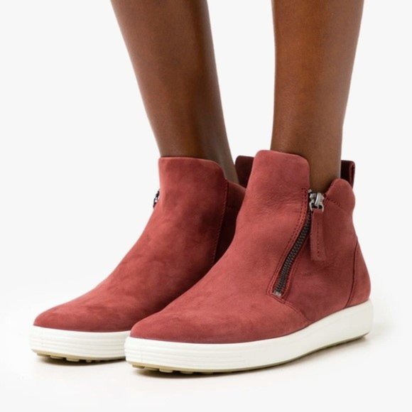Ecco Soft 7 Zip Boots Nubuck Leather Ankle Booties Andorra Size 37 US 6 - 6.5 - Picture 1 of 7
